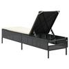 Black Sun Lounger with Cushion Poly Rattan