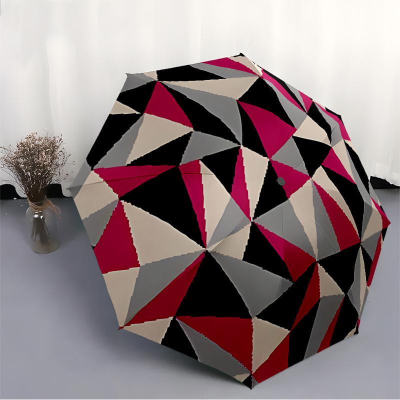 1pc Geometric PatternAutomatic Open/close Folding Umbrella, Compact Portable Travel Umbrella, Perfect Birthday/Holiday, Cute Umbrella Y047