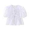 Dolce Casual Cravatta Girocollo Maniche a Bolla Versatili Camicette Camicia Corta
