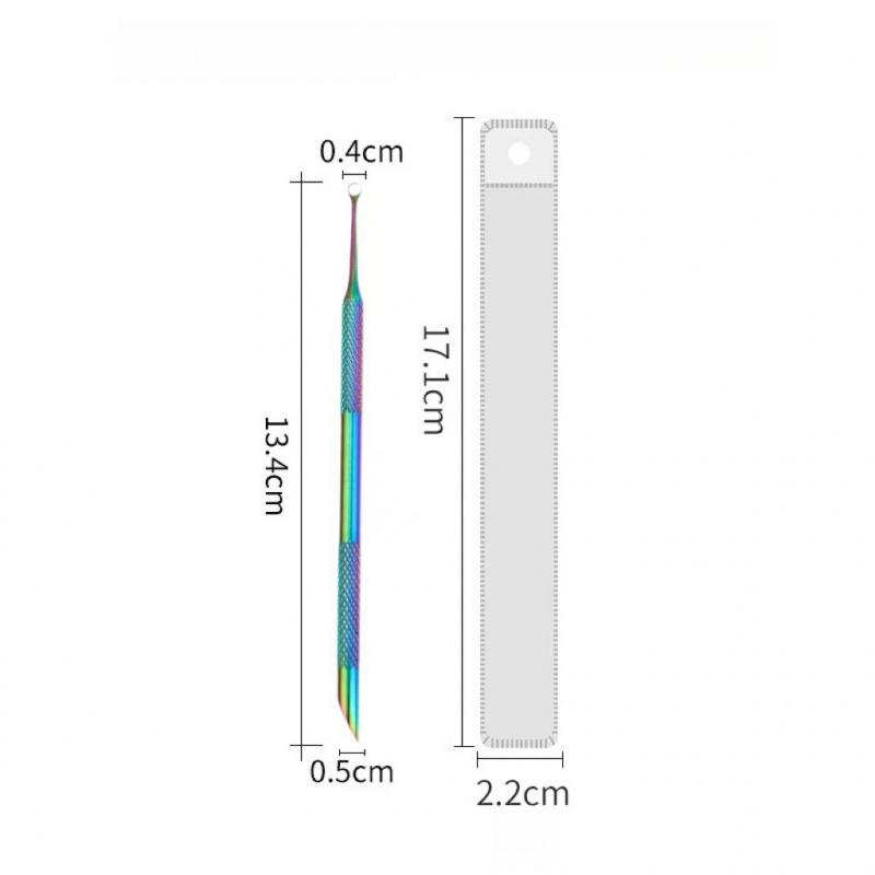 Stainless Steel Double-Headed Nail Pusher Cuticle Remover Exfoliation Prep Tool Clean Dead Skin Circle Bevel Shovel Manicure Pen