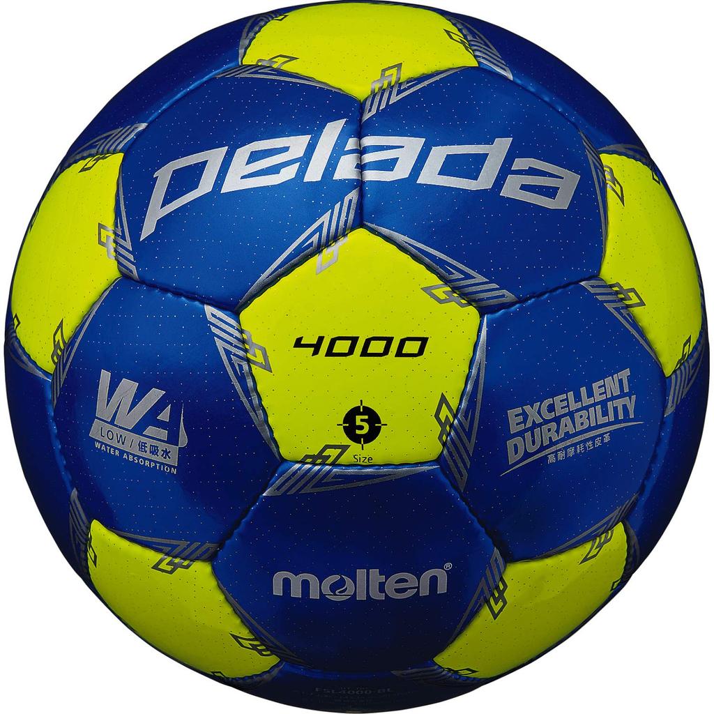 Molten Soccer Ball 5 Ball for Junior High School Students and Above Certification Ball Pereda 4000 Metallic Blue X Fluorescent Yellow No. F5L4000-BL
