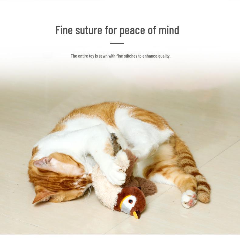 Bite-Resistant Electric Plush Sparrow Toy for Cats and Dogs