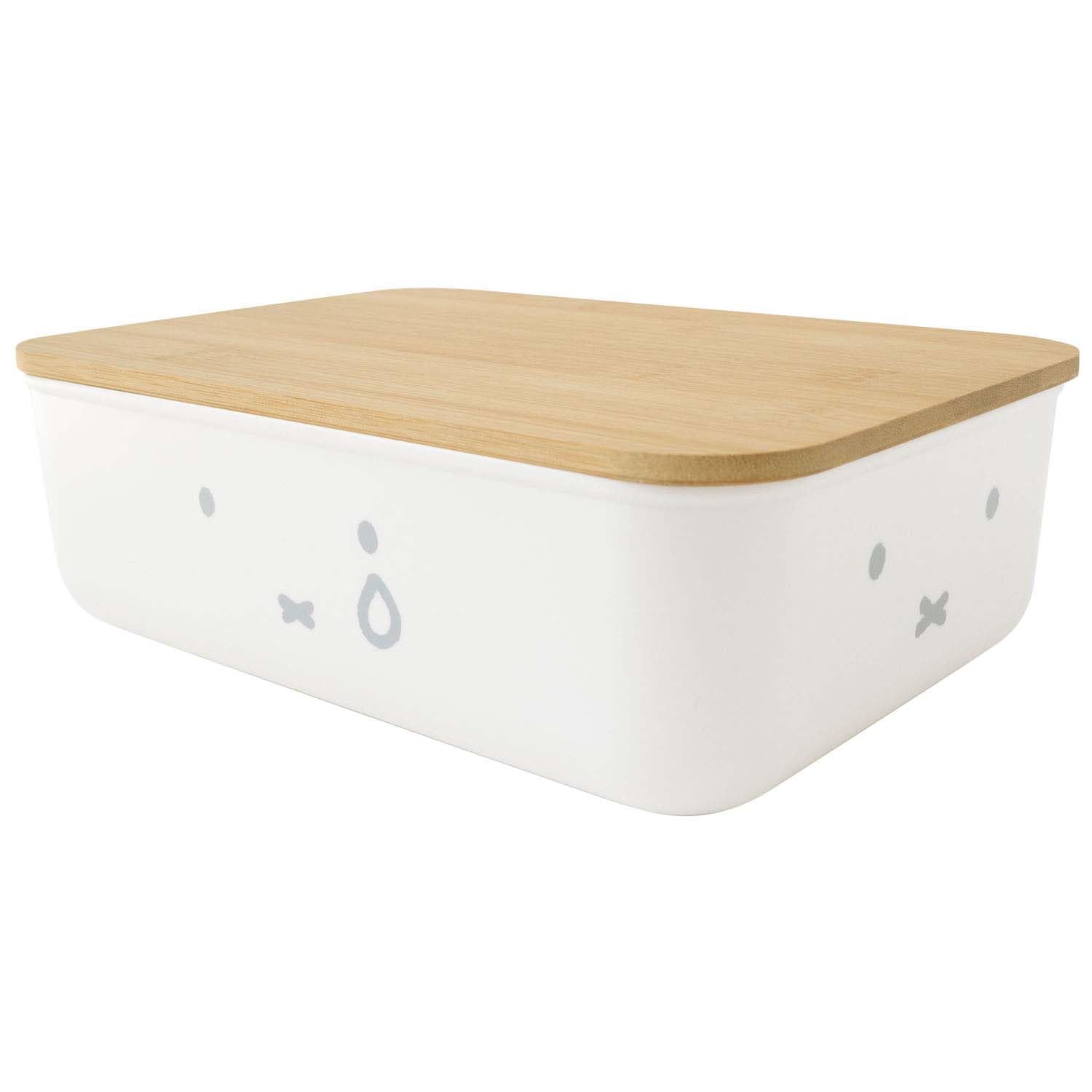 

Okato Miffy Bamboo Storage Case with Width 26 x Height x Depth Lid, Small, Stackable, 8.3 17.5cm белый