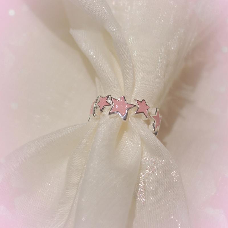 Pentagram-Finger Ring Adjustable Pink White-Star-Open Ring Cute Sweet Cool Jewelry Fashion Star Ring Valentines Day Gift
