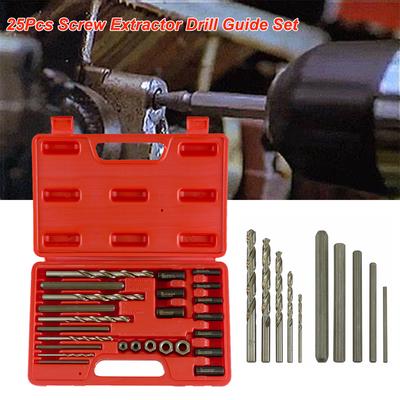 25Pcs Screw Extractor Drill Guide Set Remove Broken Screw Bolts Fastners