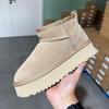 Anti-Slip Tazz Thick Bottom Mini Snow Boots Women's Winter Fleece Lined Warm Fur Slippers Toe Covering Slippers Cotton Shoes