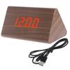 Elegant Imitation Wood Led Display Alarm Digital Triangular Desk Clock With Thermometer