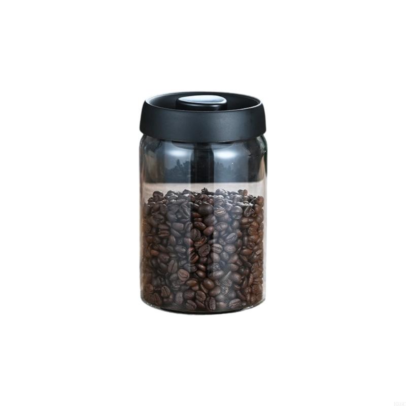 Portable Coffee Bean Container Leakproof Press Vacuum Seal Glass Jar For Travel Kitchen Storage HX6C