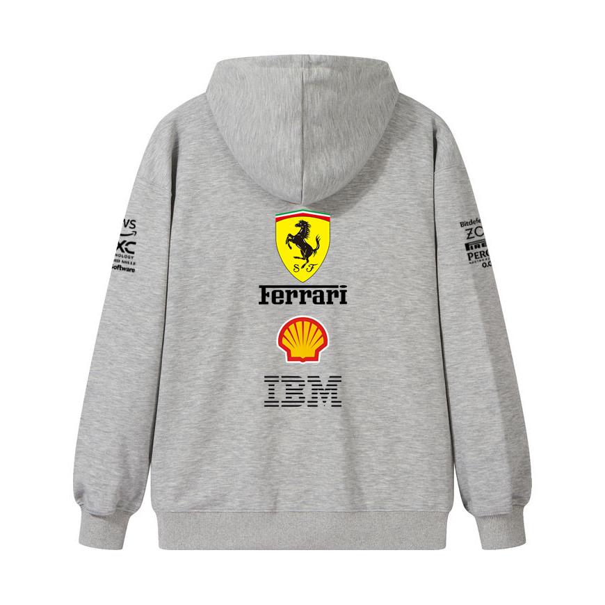 Casal Ferrari Fórmula 1 Equipe de Corrida Estampa Zíper Hoodie Solto Casual Blusão com Capuz e Zíper Moda Streetwear Pulôver