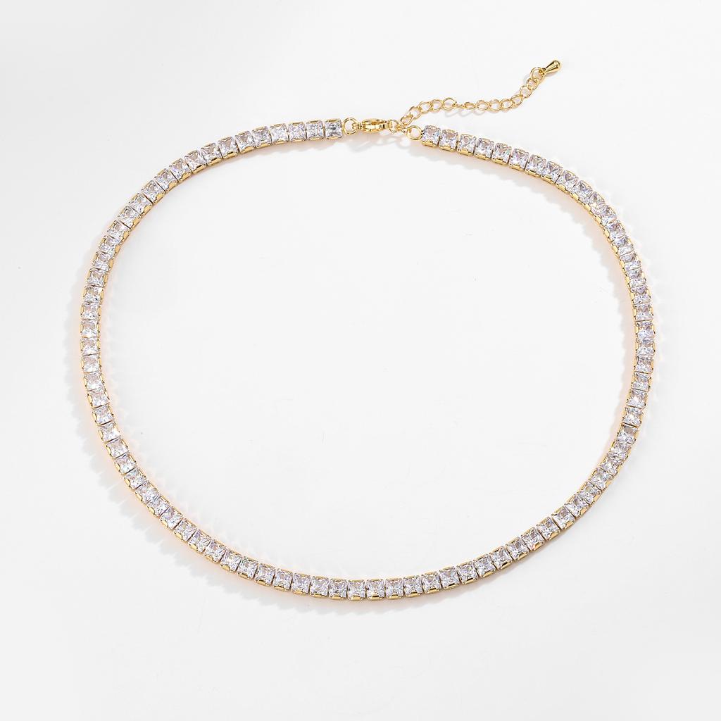 18K Vergoldetes Messing Zirkonia Teenie Halskette Armband, Promotion Beat Lady Luxus Bling Zirkonia Choker, Iced Out 3A Zirkon 4MM Halskette