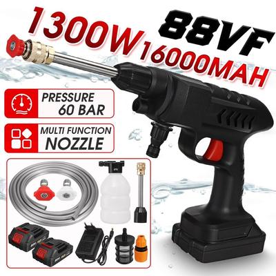 1300W 88VF High Pressure Cordless Washer Spray Water Gun with 16000mAh Battery Car Wash Cleaning Machine for Makita 18V Battery