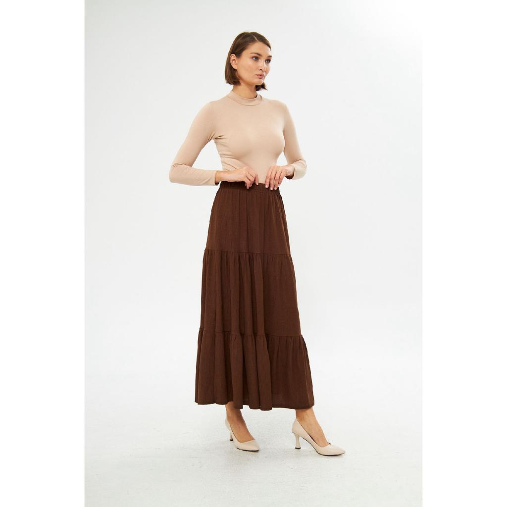 Layered Wrinkled Fabric Skirt, 3 Layer Skirt, Hijab Skirt, Long Skirt, Mother Gift, Lover Gift