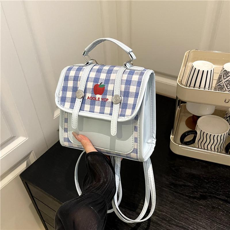 2025 summer new fashion student large-capacity travel plaid simple casual double shoulder handbag bag women