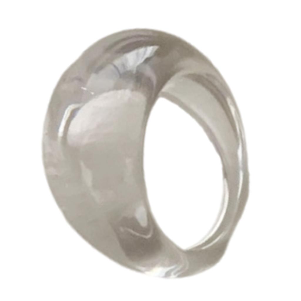 Smooth Glossy Resin Wide Band Ring With Arc Design Comfortable Finger Accessory For Daily Wear And Special Occasions