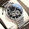 Man Wristwatch Luminous Hollow Tourbillon Stainless Steel Clock Mechanical Automatic Men's Watch
