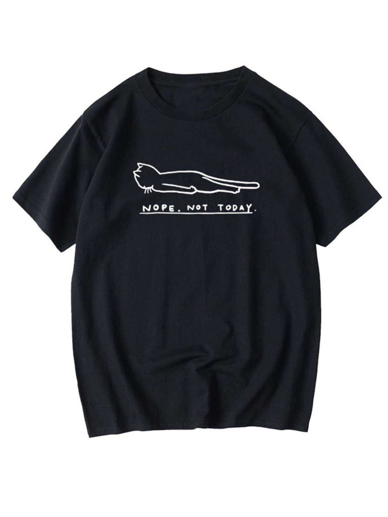 

No Not Today Cat Pattern Print 100 Cotton Men Woment Tshirt Summer Autumn Daily Outdoor Sports Casual Loose Short Sleeve 4XL