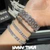 Jewelry, Honeycomb Lace Hollow Retro Queen Full Diamond Bracelet, Banquet Haute Couture Bright Small Row Diamond Tennis Bracelet