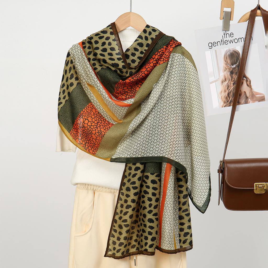 Leopard Print Hijab Scarf For Muslim Women Cotton Linen Headscarf Shawl Wrap Elegant Malaysia Head Wraps Turban Foulard 180*70Cm