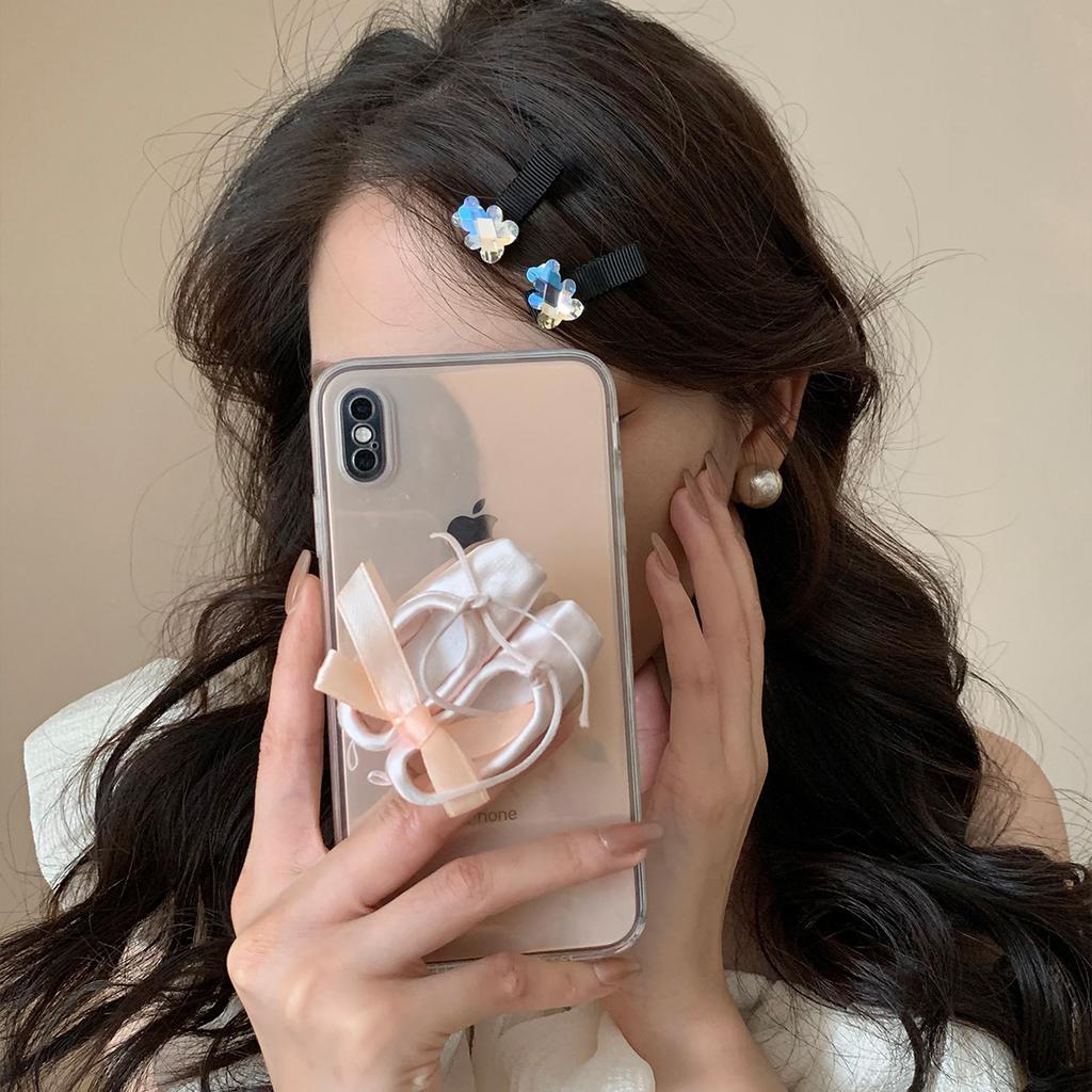 Super flash rhinestone hairpin cute bear small bangs clip feeling side bangs clip sweet hair accessories