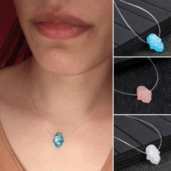 Přívěsek Hamsa Hand of Fatima Transparentní řetízkový náhrdelník Dámské šperky