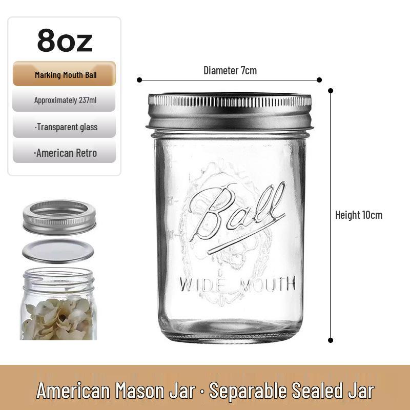 Barattolo di Vetro Mason Ermetico per Fiocchi d'Avena, Marmellata e Bevande - Stile Americano Retrò