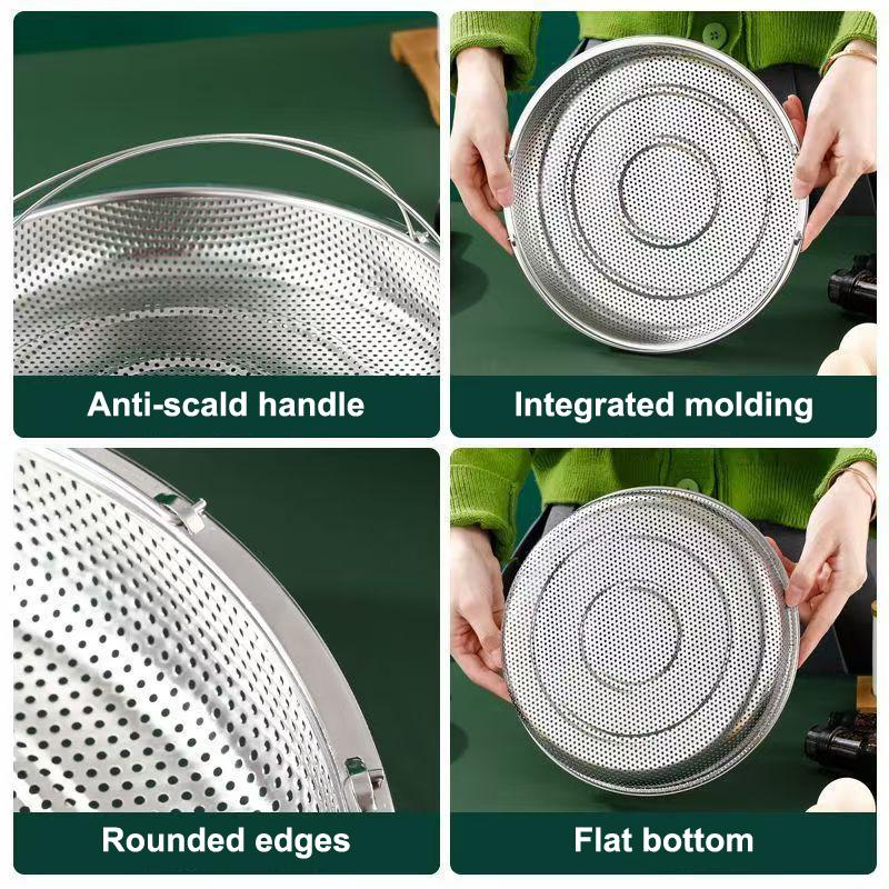 22.5/25.5Cm Stainless Steel Food Steamer Basket Pressure Cooker Steamer Basket With Handle Steaming Grid Drainer Cooking Utensil