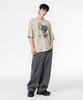 MOZMOZ Lettering Cat Oversized Pigment Short Sleeve T-Shirt Beige