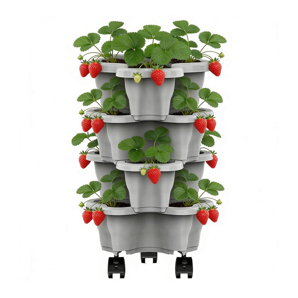 Stackable Planter Tower Multi-layer Stacking Drainage Vegetable Pots PP Three Petal Strawberry Vegetable Planting Pot