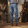 Plus Size Men's Spring and Summer Jeans Men's Retro Big Cow Style Loose Stretch Denim Trousers Plus Size