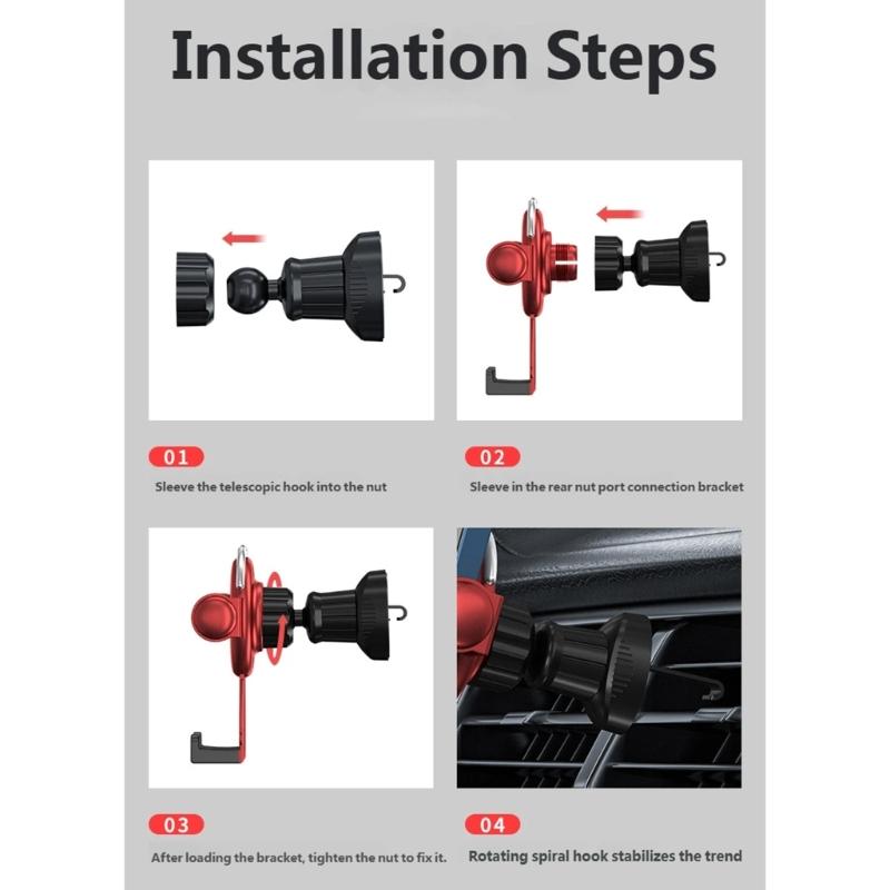 Car Phone Holder Car Air Vent Mount Holder for 4.7-6.7in Device Auto Clamping Phone Stand 360 Degree Rotating Bracket