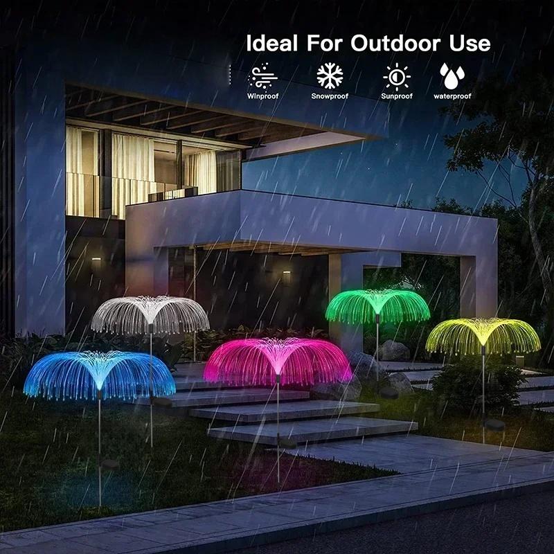 1PC Solar Optical Fiber Jellyfish Light Outdoor Waterproof 1/2/3/5 Layer  for Pathway Outside Pathway Lawn Patio Outside Decor