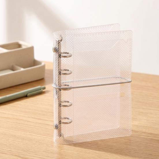Transparent Trifold Binder A6 A7 M5 Binder, 5/6-Rings Refillable Loose Leaf Folder Folder, Planner Budget Notebook Cover for School, Office, Meeting
