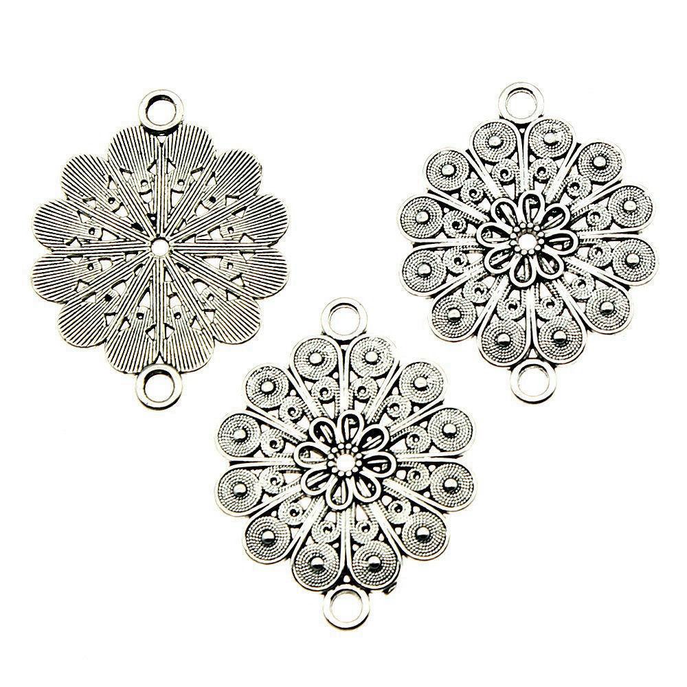 Filigree Diamond Shaped Connectors Ornate Multi Loop Links For Jewelry