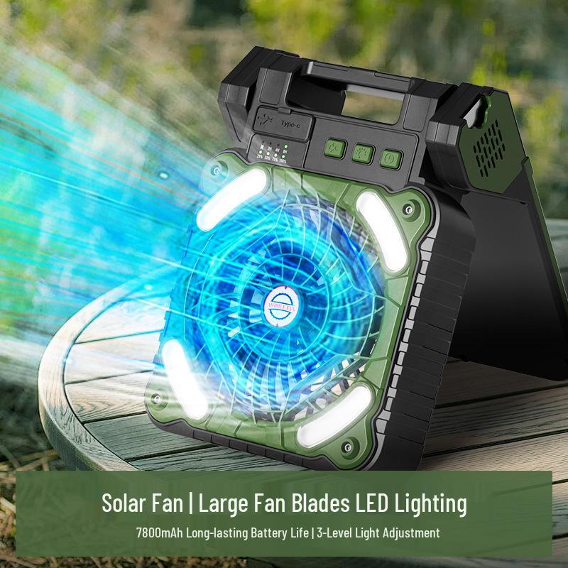 Rechargeable Dual-Use Folding Solar Fan & Light for Camping