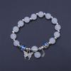 Bracelet jonc papillon en pierre œil de chat pour femmes vintage, bracelet de perles étoiles pour filles, bijoux