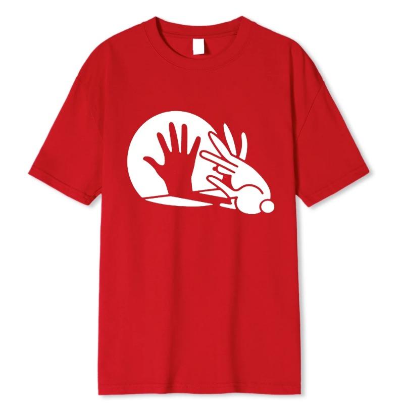 Men Funny Rabbit Shirt Animal Bunny Lover Shadow Play Pun Gift T-Shirt Oversized Tops Shirt Prevailing 100% Cotton T-Shirts Men’s