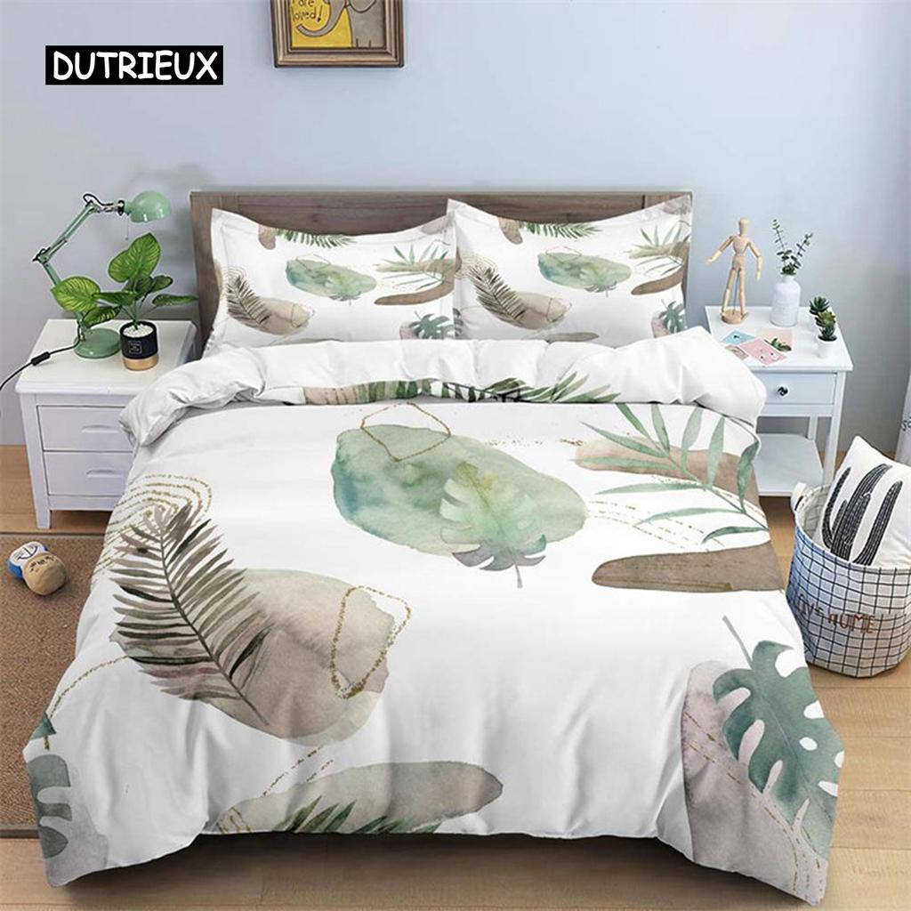 Bohemian 3D Floral Leaves Duvet Cover Microfiber Abstract Geometric Pattern Bedding Set King Full Queen For Boy Teen Adult Decor