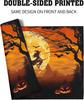 Halloween Witch Placemats Set of 6 18x12 Inch Bat Castle Pumpkin Linen Place Mats Wipeable Holiday Table Mat