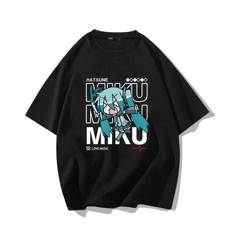 Diva Miku Hatsune Baumwoll-Kurzarm Herren Oversize T-Shirt für Teenager