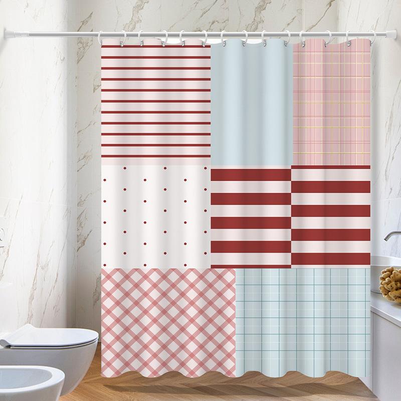 

Striped Grid Series Washable Dirt-Resistant Shower Curtain Shower Head Waterproof Polyester Bath Curtain For Home Decor W60H190(CM)-1 Pcs