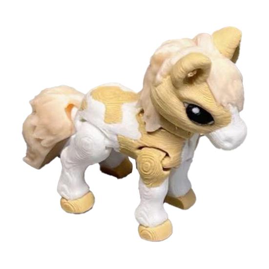 

3D-печатная фигурка лошади с подвижными суставами, статуэтка пони, игрушка-антистресс, модель животного, украшение для рабочего стола, орнамент жёлтый