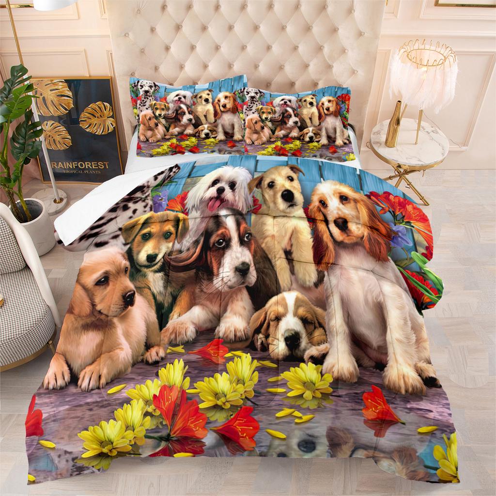 Husky Animal Quilt Fat Quilt Feather Silk Cotton Vacuum Packaging Digital Printing New Arrival Three-piece Quilt Cover Set