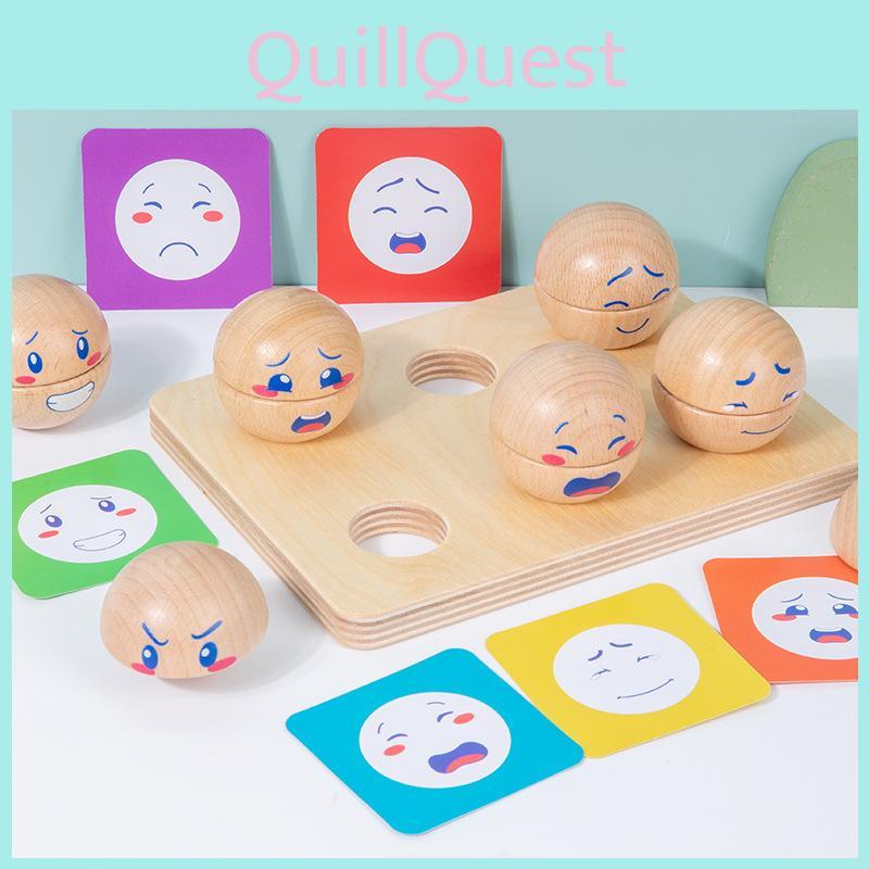 Wooden Emotional Expression Matching Ball Learning Toy Children Interactive Play