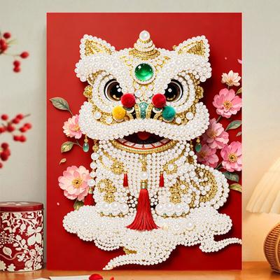 Plastic Pearl Painting Kit for Adults DIY 3D Pearl Art Craft Plastic Pearls Pre-Printed Canvas Set for Home Decor Craft Lovers