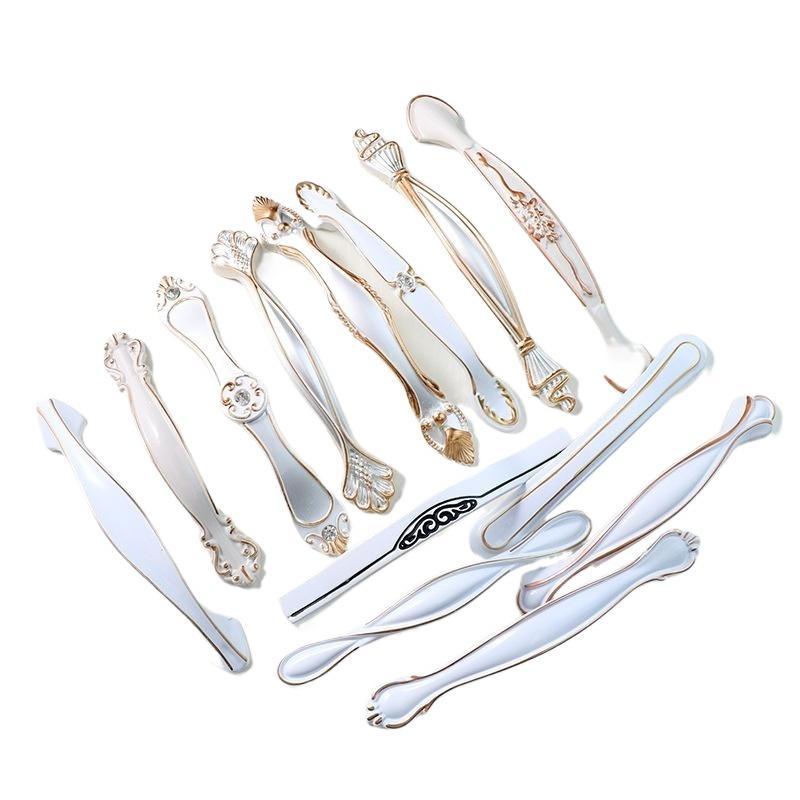Modern Nordic Cabinet Handles White Amber Aluminum Alloy Black Drawer Pulls For Furniture Door Knocker