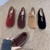 Fashion Buckle Fashion Flock Ladies Mary Janes Flats Shoes Female Square Toe Footwear Shallow Women Flats Slip On Shoes Lady
