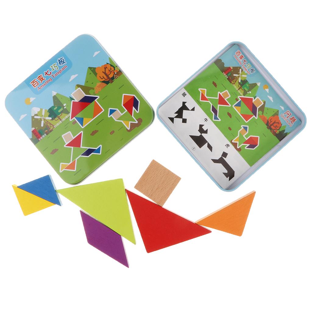 Buy Wooden Jigsaw Puzzle Tetris Blocks Kids Educational Toy Tangram at ...