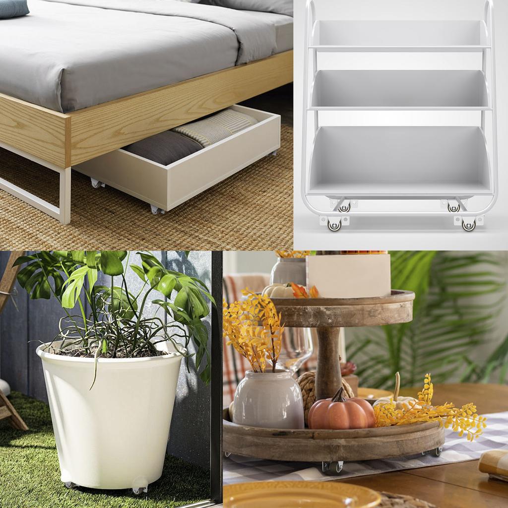 Mini Fixed Caster Wheels 1inch 1.25inch Silent Rigid Plate Casters Furniture Casters for Furniture Rolling Cabinet Trundle Bed