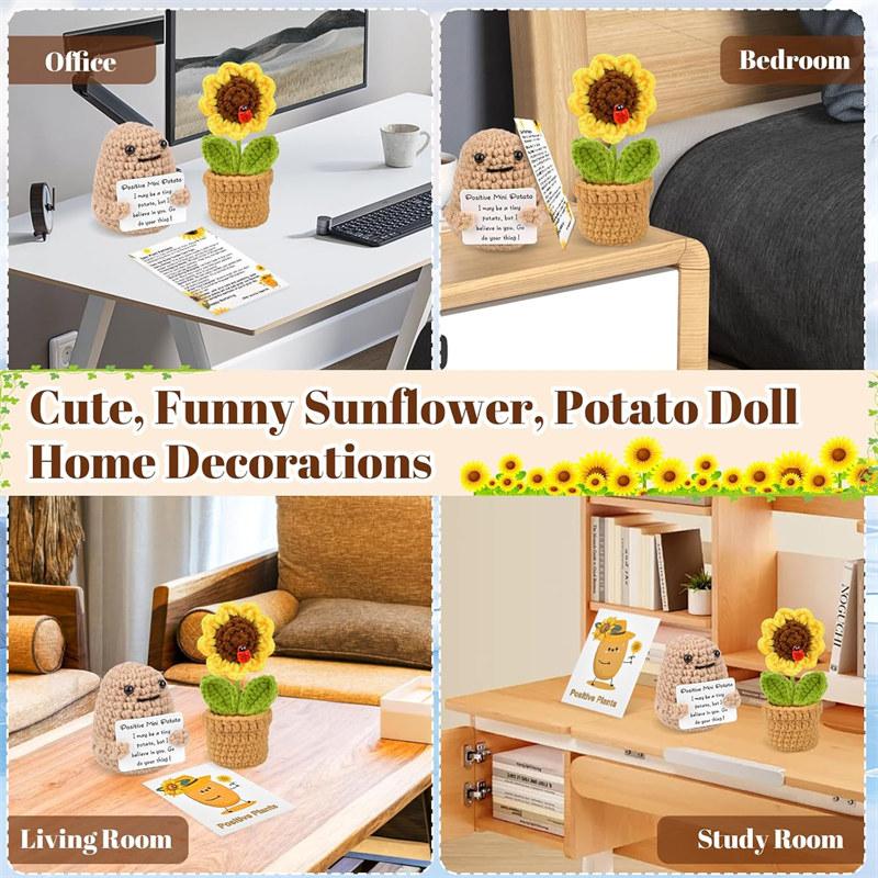 Positive Emotional Support Potato Sunflower Pot Easter Gifts Cheer Up Crochet Sunflower Gifts GZW