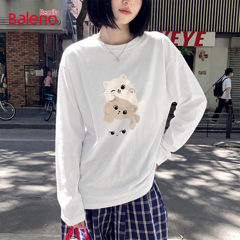 Baleno Women's 2026 Autumn Pure Cotton Long Sleeve T-Shirt